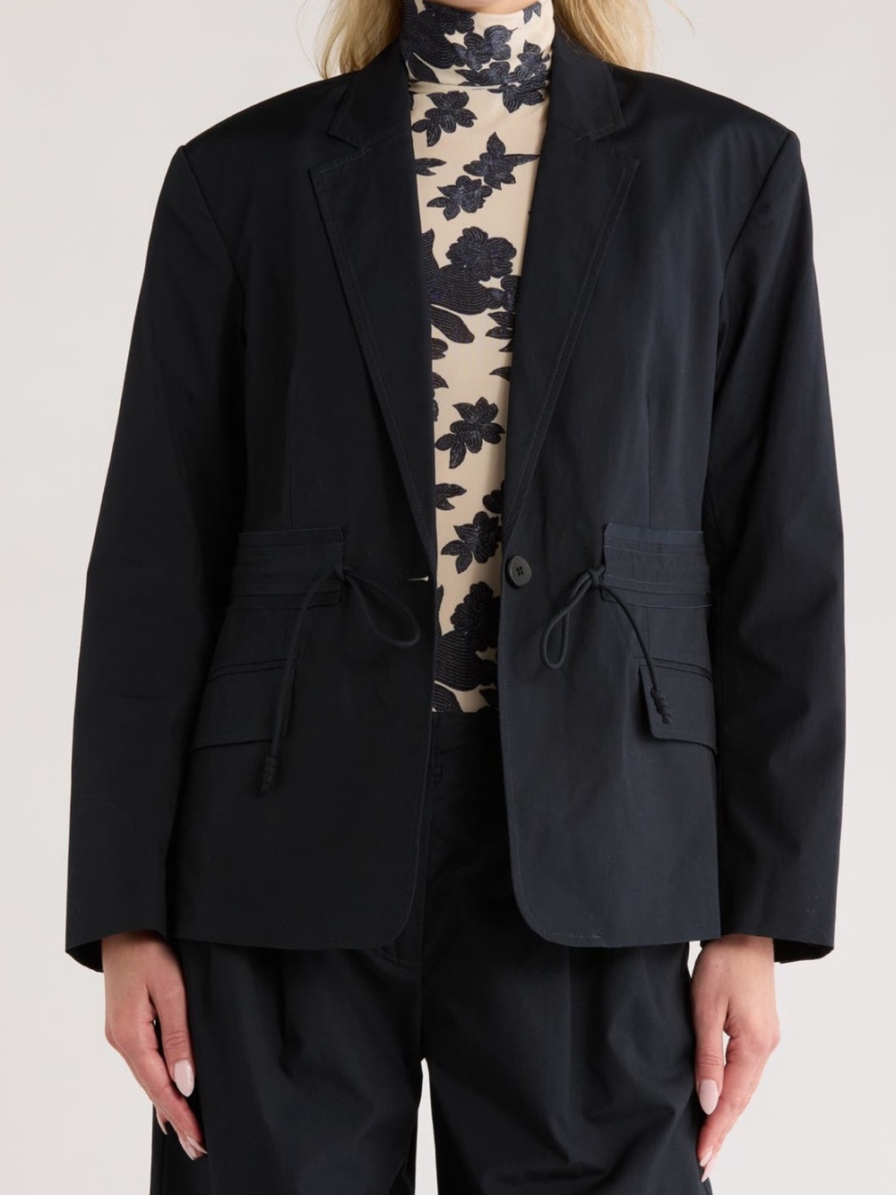 NWT Ulla Johnson Black Drawstring/Cinched Waist Cotton Blazer M